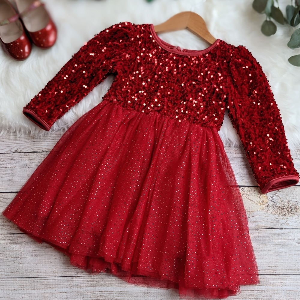 NWT Beautiful Sparkly Red Sequin & Tulle Dress